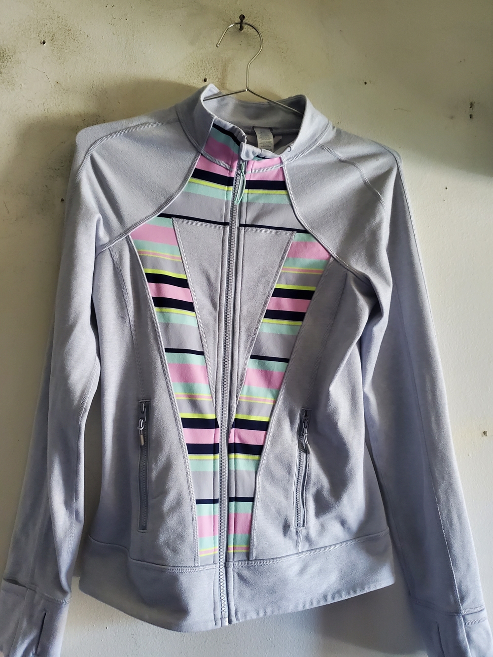 Ivivva Girls  Zip-Up Jacket with Pastel Stripe Panels